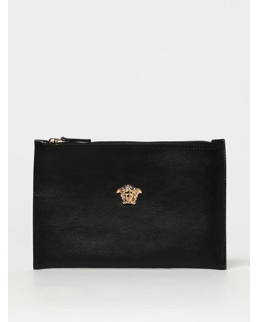 Versace Black Medusa Leather Clutch for men