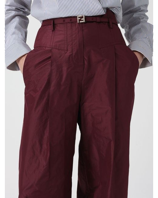 Fendi Purple Silk Taffeta Trousers