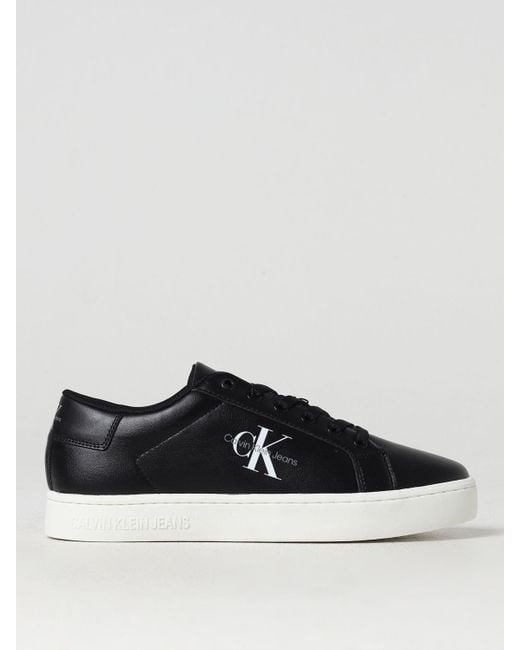 Sneakers Classic in pelle con logo stampato di Calvin Klein in Black da Uomo