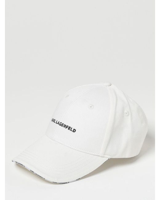 Cappello in cotone con logo ricamato di Karl Lagerfeld in White
