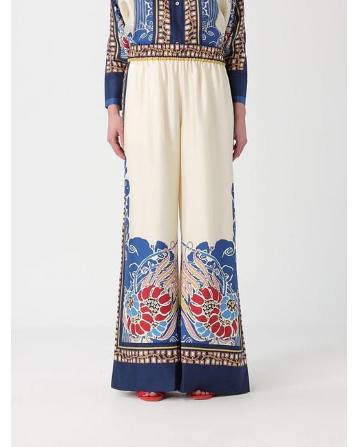 LaDoubleJ Blue Printed Silk Trousers