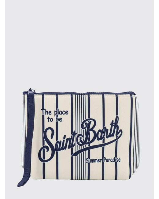 Mc2 Saint Barth White Aline Striped Polyester Pouch for men