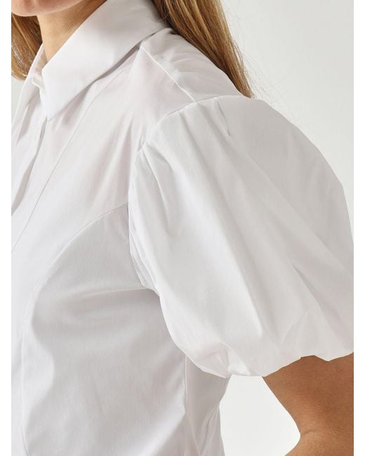 MEIMEIJ White Cotton Blend Casual Shirt