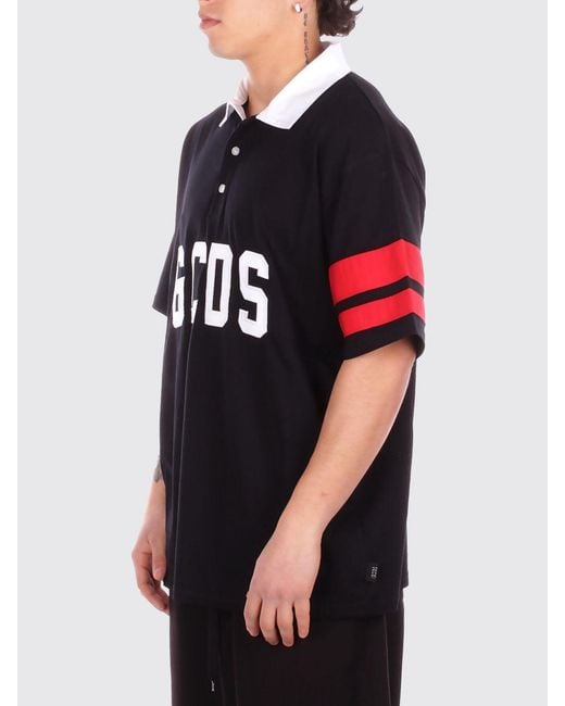 Gcds Black Cotton Polo Shirt With Logo for men