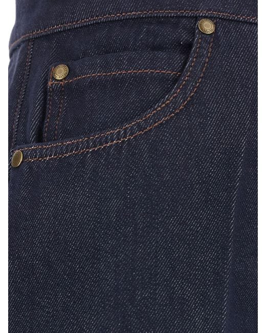 Max Mara Blue High-Waisted Wide Leg Jeans