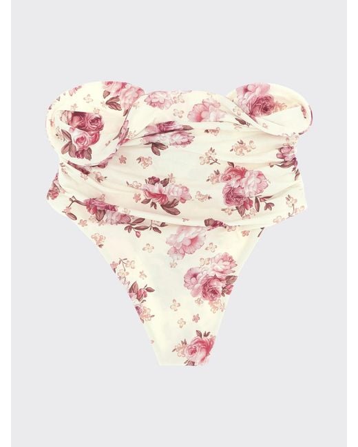 Magda Butrym Orange Floral Print Polyester Bikini Bottoms