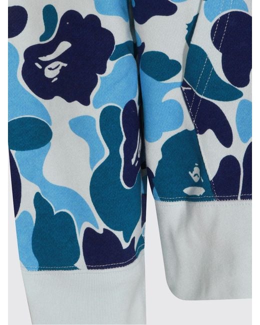 A Bathing Ape Blue Camouflage Print Cotton Hoodie With Slim Fit for men
