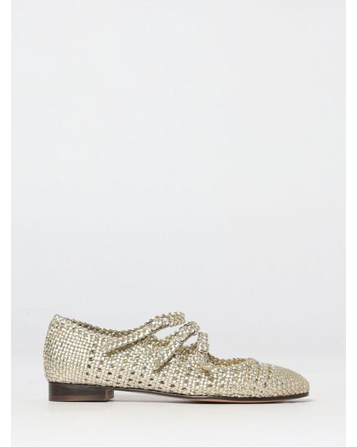 CAREL PARIS White Ariana Woven Leather Ballet Flats