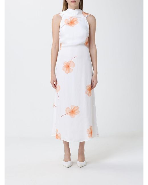 Mar De Margaritas White Polka Dot Viscose Midi Dress