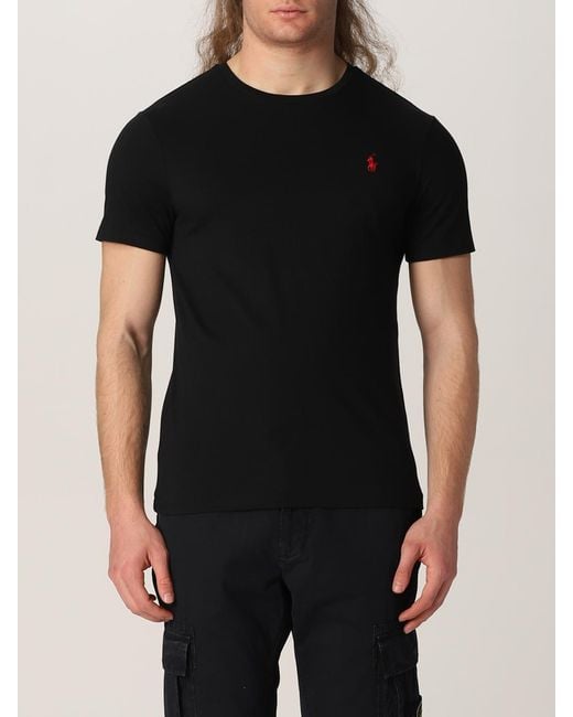 Polo Ralph Lauren Black Cotton T-shirt With Logo for men