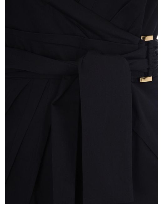 Elisabetta Franchi Blue Stretch Cotton Midi Dress