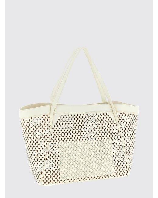 Twinset Natural Perforated Faux Leather Tote Bag