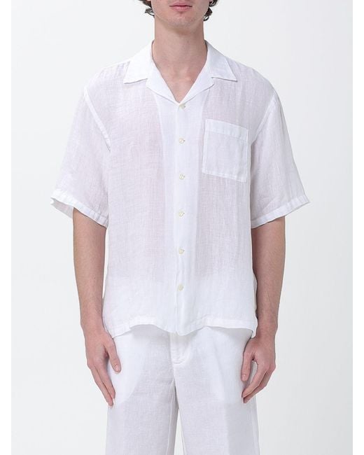 120% Lino White Casual Linen Shirt for men