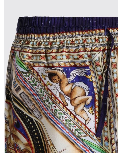 Casablanca Black Printed Silk Shorts for men