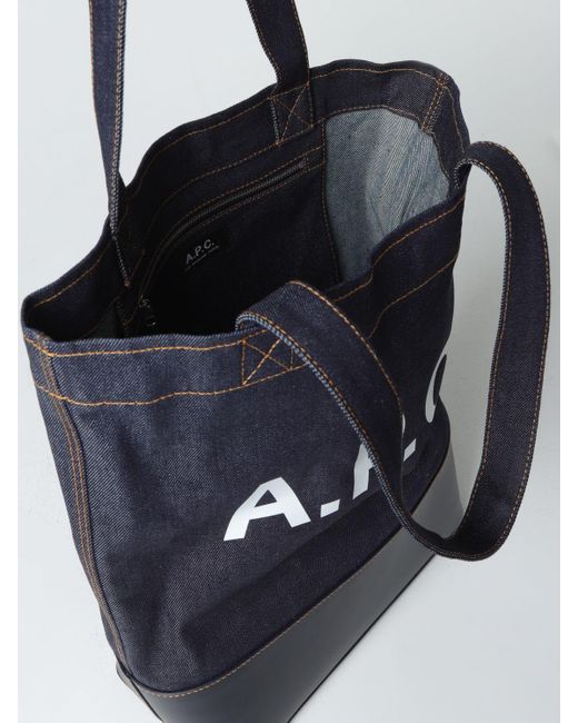 A.P.C. Blue Axel Bag In Denim And Synthetic Leather for men