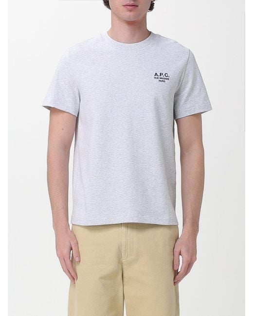 A.P.C. White Organic Cotton T-Shirt With Logo for men