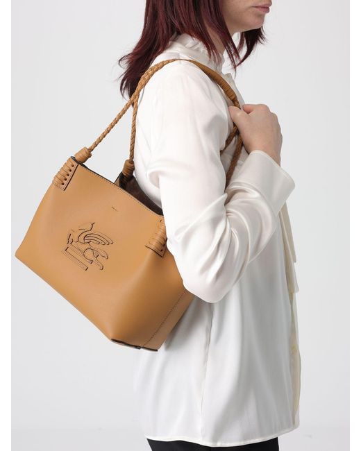 Etro Natural Libra Small Leather Shopping Bag