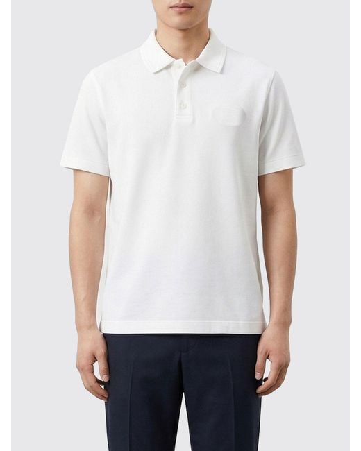 Burberry White Ekd Logo Cotton Polo Shirt for men