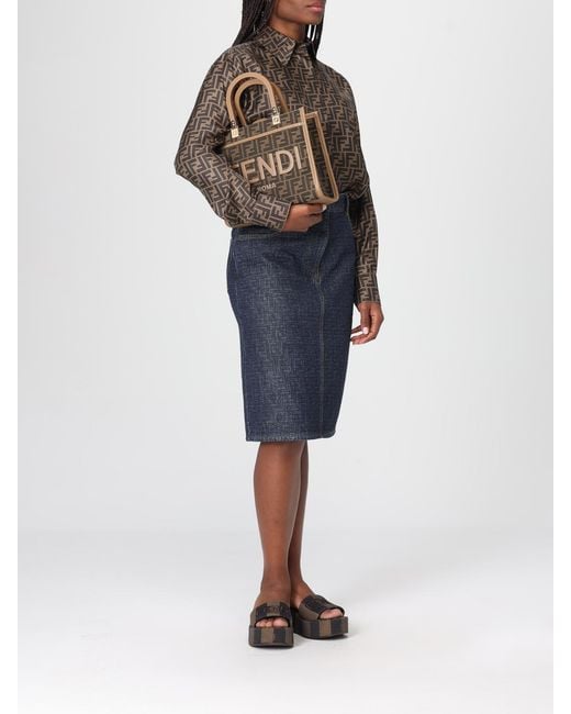 Fendi Blue Ff Denim Pencil Skirt