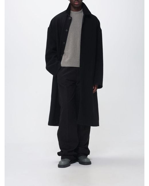 Rick Owens Black Single-Breasted Long Coat for men