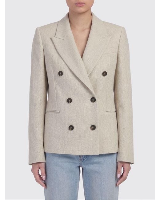 Brunello Cucinelli Natural Double Breasted Linen And Cotton Blazer