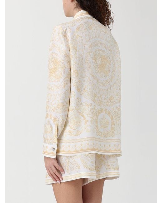 Versace Natural Silk Shirt With Baroque Print