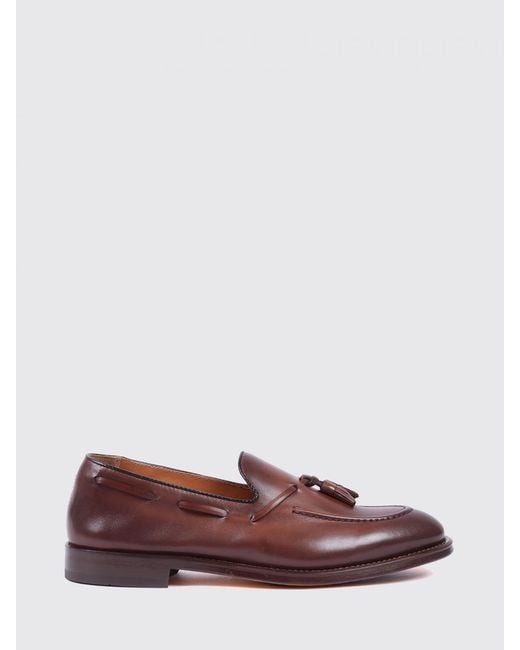 Doucal's Brown Leather Loafers With Tassels for men