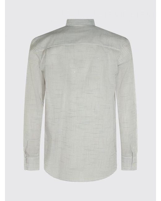 The Row Gray Slim Fit Check Cotton Shirt With French Collar And Patch Pocket
