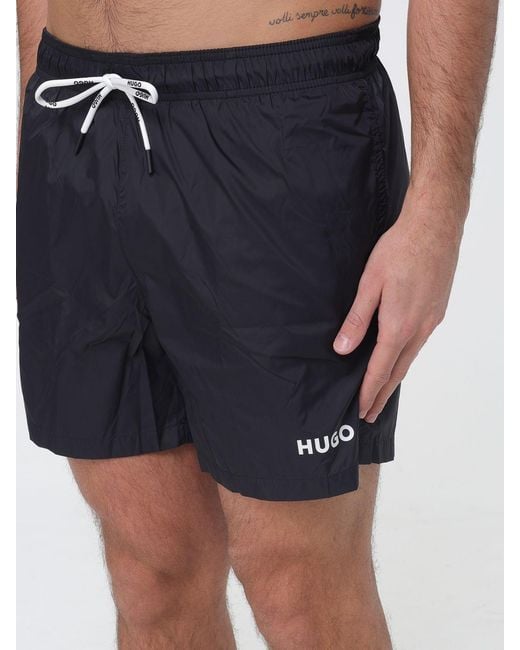 HUGO Blue Polyester Boxer Swim Trunks for men