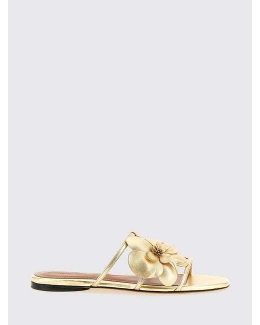 Zimmermann Natural Orchid Laminated Leather Sandal With Floral Applications