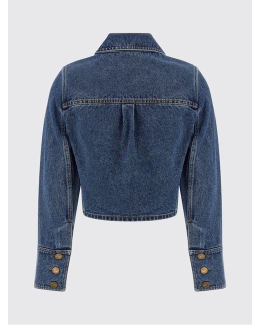 Balmain Blue Crop Denim Jacket