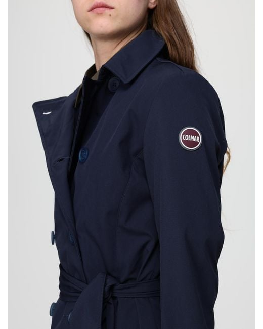 Colmar Blue Double-Breasted Polyester Trench Coat