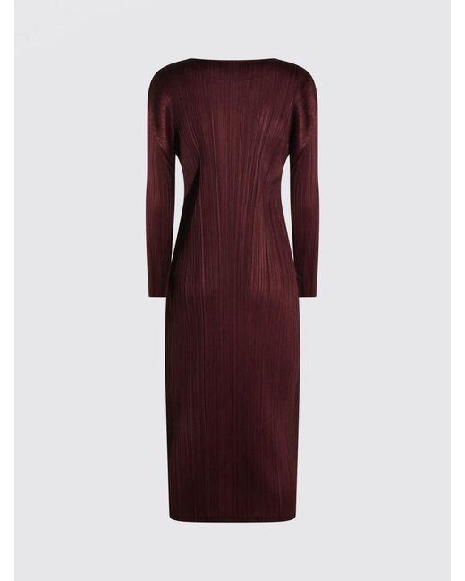 Pleats Please Issey Miyake Red Pleated Polyester Dress