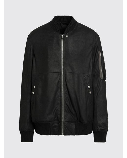 Rick Owens Blue Lambskin Leather Bomber Jacket for men
