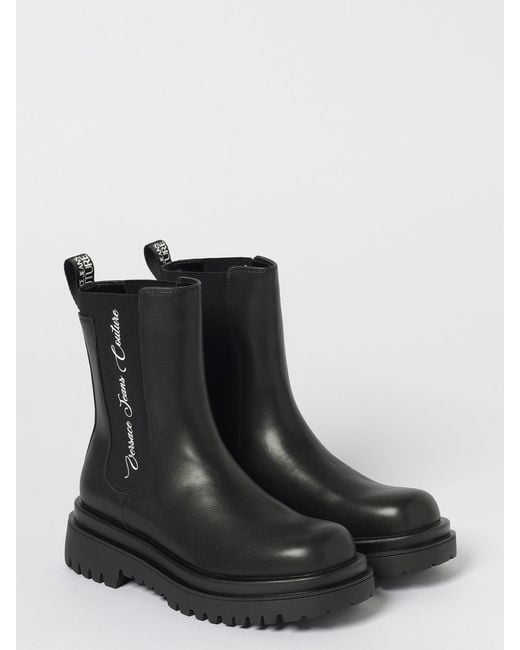 Versace Jeans Couture Black Flat Ankle Boots