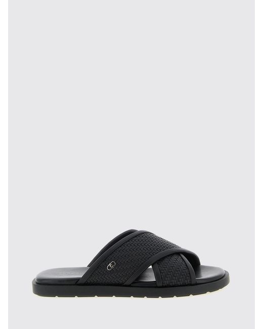 Ferragamo Black Braided Leather Sandals for men