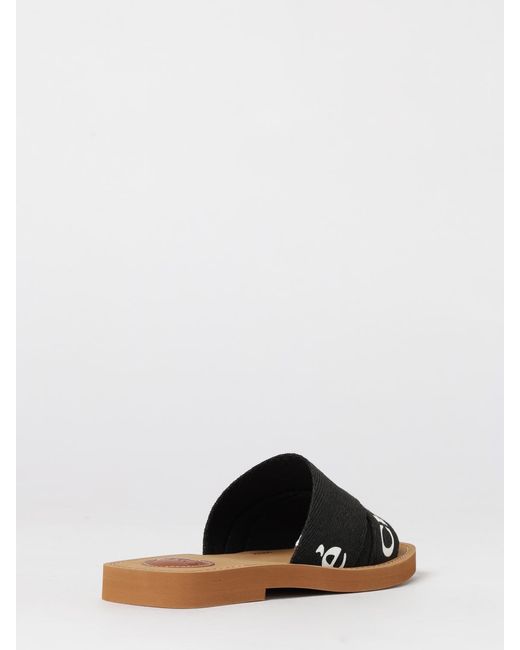 Chloé White ChloÉ Woody Canvas Mules With Printed Logo