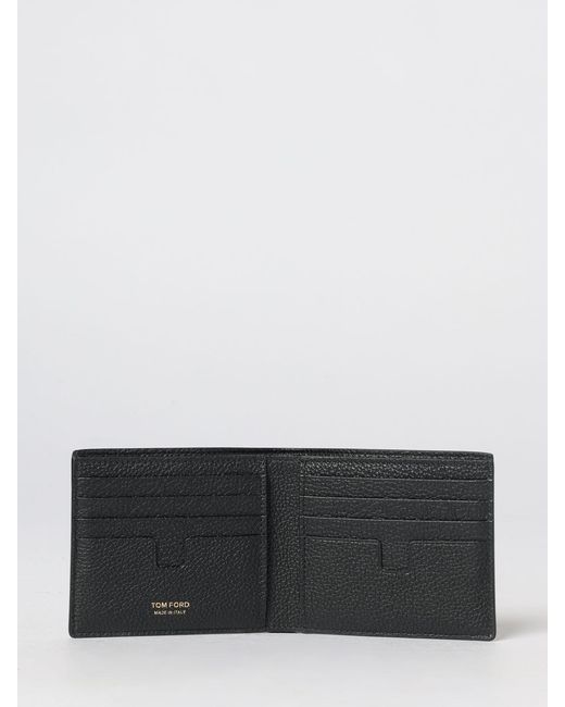 Tom Ford White Grained Calfskin Bifold Wallet With Laminated Logo for men