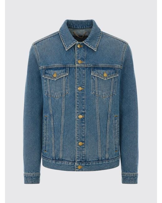 Golden Goose Deluxe Brand Blue Cotton Denim Shirt Jacket With Patch Pockets for men
