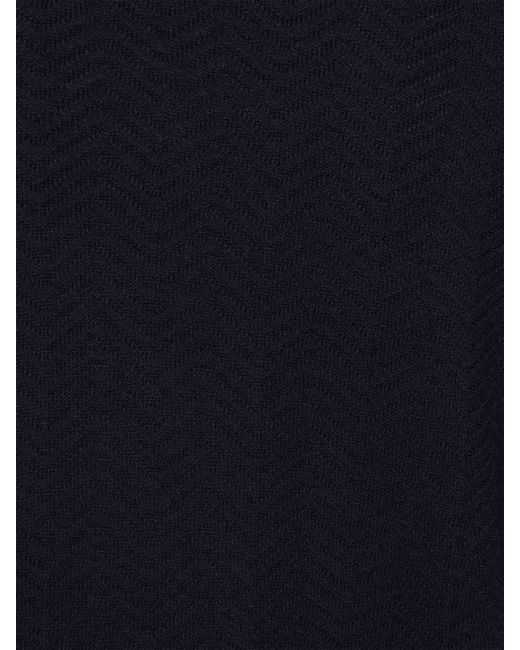 Giorgio Armani Blue Cotton And Silk Crewneck Sweater for men