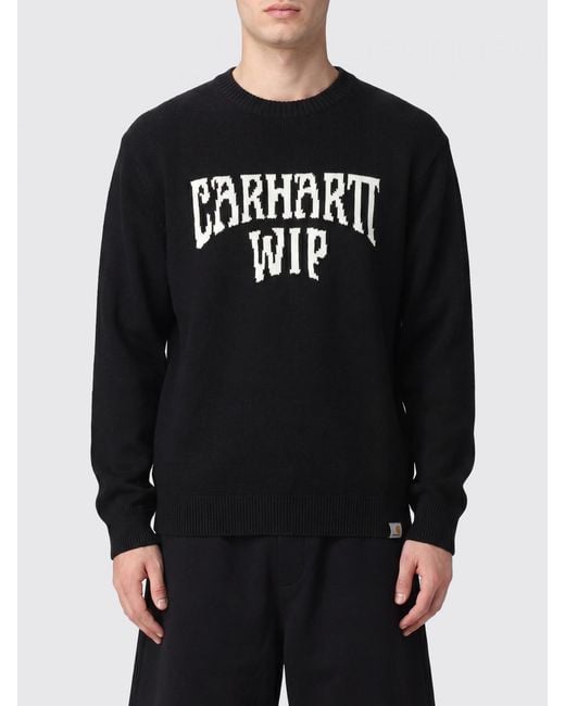 Carhartt Black All-Over Jacquard Logo Cotton Crewneck Jumper for men