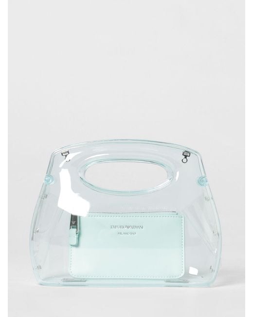 Emporio Armani Blue Transparent Pvc Mini Handbag With Removable Pouch