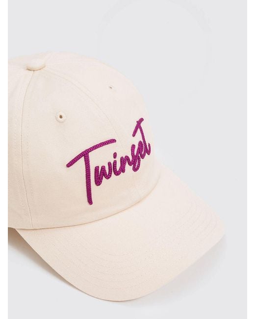 Twinset Pink Cotton Hat With Embroidered Logo