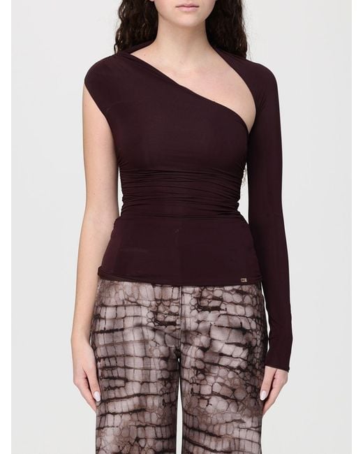 Elisabetta Franchi Purple Stretch Viscose Cut Out Top
