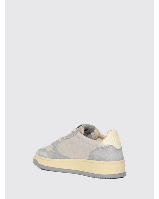 Autry White Medalist Low Super Vintage Leather And Suede Sneakers With Worn Effect