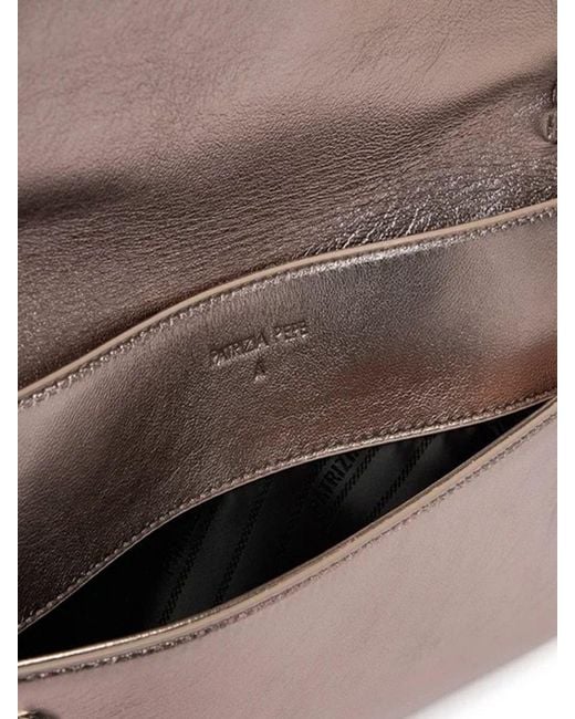 Patrizia Pepe Gray Laminated Leather Clutch