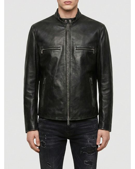 DSquared² Black Leather Motorcycle Jacket for men