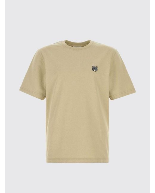 Maison Kitsuné Natural Maison KitsunÉ Organic Cotton T-Shirt With Logo for men
