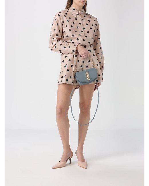 Fendi White Polka Dot Taffeta Shorts