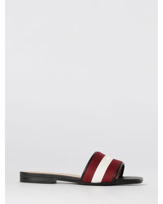 Bally White Bicolor Striped Leather And Canvas Slippers